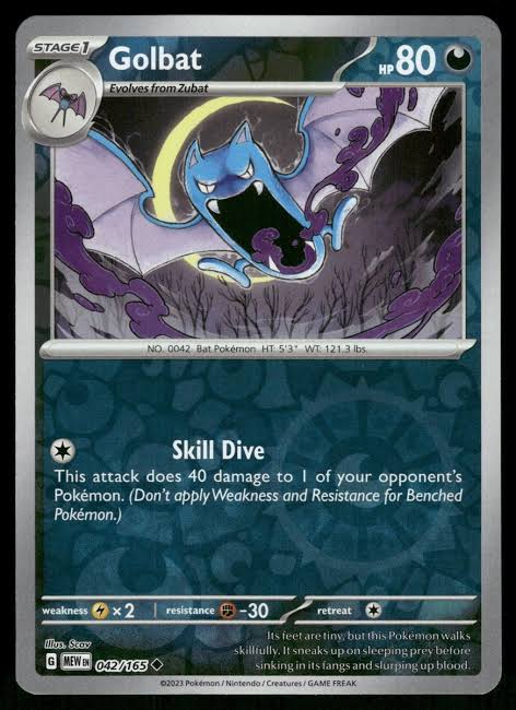 Golbat (042/165) - SV: 151 Reverse Holo (Single Card)