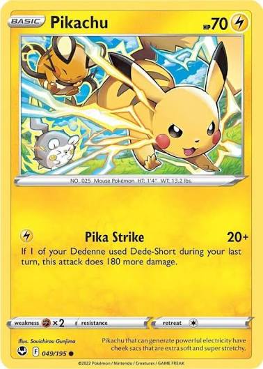 Pikachu (049/195) - SWSH: Silver Tempest